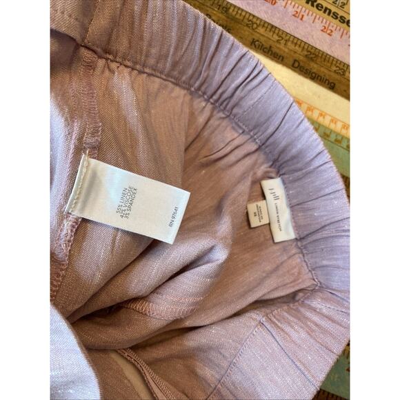 J.Jill XS Light Pink LINEN Blend Stretch Button Detail Slim Pants Boho Career - Picture 5 of 13